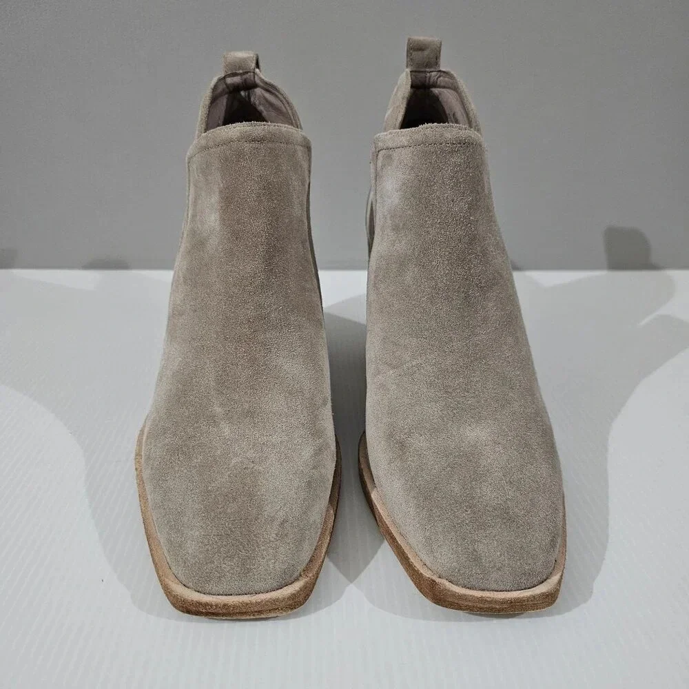 Jeffrey Campbell Rosee Ankle Boot Womens 10 Taupe Suede Western Block Heel NEW